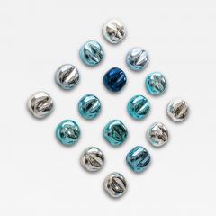 Jamie Harris Dimpled Mirrored Block Installation in Silver Aqua Copper and Steel Blue - 4094027