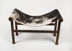 Jan Barboglio Jan Barboglio Sling Chair and Ottoman in Cowhide Patinated Steel Texas Artist - 2091096