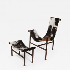 Jan Barboglio Jan Barboglio Sling Chair and Ottoman in Cowhide Patinated Steel Texas Artist - 2093713