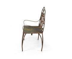 Jan Barboglio Mexican Modern Style Wrought Iron Outdoor Fleur de Lis Crest Bench - 2792840