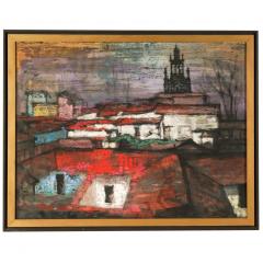 Jan Hoowij Original Jan Hoowij Modernist Cityscape Oil Painting of Patzcuaro Mexico - 3288023