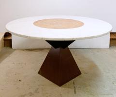 Jan Vlug 1970s Mid Century Red and White Travertine Dining Table by Jan Vlug - 2387717