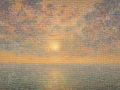 Jan de Clerck Sunset over the Sea Jan de Clerck 1891 1964 Oil on Unalit Signed - 4267782