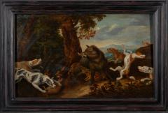 Jan van Kessel the Elder Flemish 1626 1679 Kessel 17th C Baroque Hunting Scene Wild Boar Hunt - 2051045