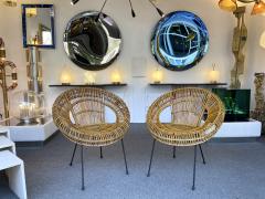 Janine Abrahams Mid Century Modern Pair of Rattan Bucket Armchairs Italy 1950s - 2814241