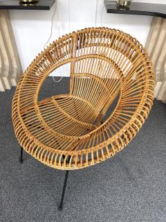 Janine Abrahams Mid Century Modern Pair of Rattan Bucket Armchairs Italy 1950s - 2814243