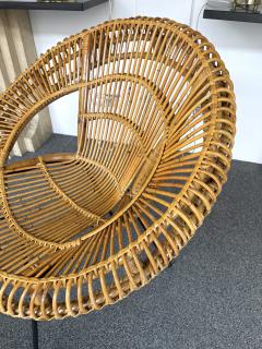 Janine Abrahams Mid Century Modern Pair of Rattan Bucket Armchairs Italy 1950s - 2814247