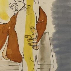 Jankel Adler Jankel Adler Erotic Work on Paper of a Couple on a Bench Graphite and Gouache - 3701044