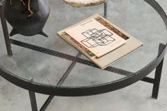 Janni Van Pelt Janni van Pelt Coffee Table in Patinated Metal and Glass The Netherlands 1950s - 4394754