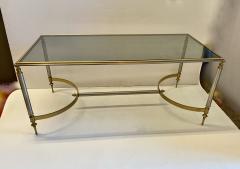 Jansen Attributed Steel Brass Coffee Table - 2679825