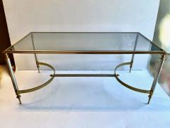 Jansen Attributed Steel Brass Coffee Table - 2679826