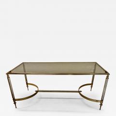 Jansen Attributed Steel Brass Coffee Table - 2682349