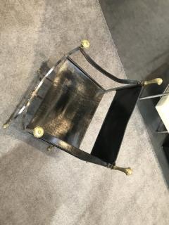 Jansen Curule Pair of polished steel and brass Jansen Curule chairs - 773509