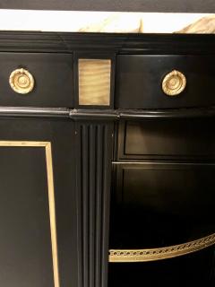 Jansen Hollywood Regency Sideboard Console Ebony w Marble Top and Bronze Deco - 2974038