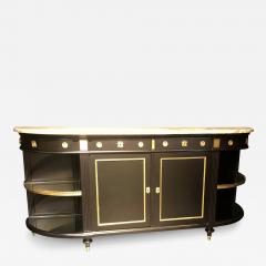 Jansen Hollywood Regency Sideboard Console Ebony w Marble Top and Bronze Deco - 2975120
