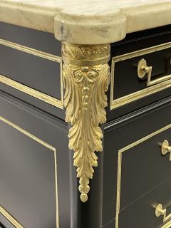 Jansen Louis XVI Style Bronze Mounted Commode with White Marble Top 1940s - 2924364