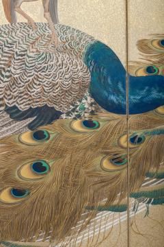 Japaese Two Panel Screen Family of Peafowl A Symbol of Family Prosperity - 1771293