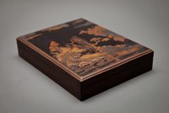 Japanese 18th Century Lacquer Writing Box with Intricate Moonlit Landscape - 3977837