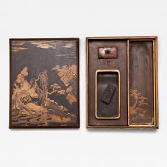 Japanese 18th Century Lacquer Writing Box with Intricate Moonlit Landscape - 3980858