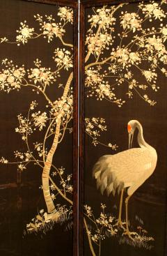 Japanese 4 Fold Embroidered Screen - 1379795
