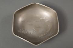 Japanese Antique Faceted Pewter Bowl - 3914112