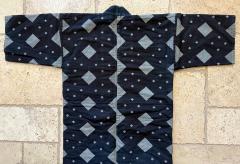 Japanese Antique Farmer Jacket with Bold Katazome Resistant Dye - 4812890