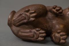 Japanese Antique Hand Carved Wood Puppy - 1421439