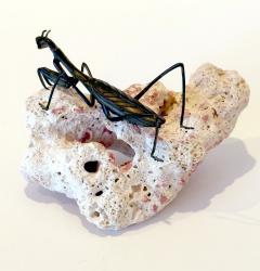 Japanese Articulate Praying Mantis Jizai Okimono Myochin Linage Signed - 4472757