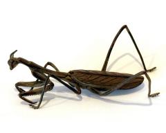 Japanese Articulate Praying Mantis Jizai Okimono Myochin Linage Signed - 4472758