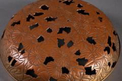 Japanese Black Lacquer Chrysanthemum Shaped Incense Burner Koro  - 4340450