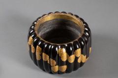 Japanese Black Lacquer Chrysanthemum Shaped Incense Burner Koro  - 4340455