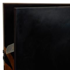Japanese Black Lacquer Screen Korin Subject of Footbridge Over Irises - 3198478
