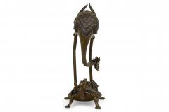 Japanese Bronze Buddhist Turtle and Heron Figurine - 4668654