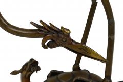 Japanese Bronze Buddhist Turtle and Heron Figurine - 4668655