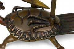 Japanese Bronze Buddhist Turtle and Heron Figurine - 4668658
