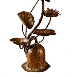 Japanese Bronze Candle Stands Lotus Design Mid Showa Era 1960s - 4743393