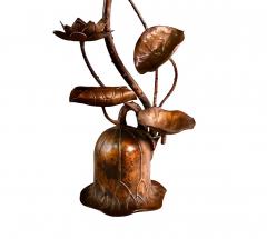 Japanese Bronze Candle Stands Lotus Design Mid Showa Era 1960s - 4743394