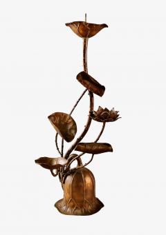 Japanese Bronze Candle Stands Lotus Design Mid Showa Era 1960s - 4743396