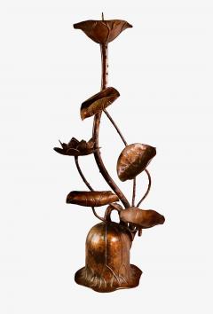 Japanese Bronze Candle Stands Lotus Design Mid Showa Era 1960s - 4743397