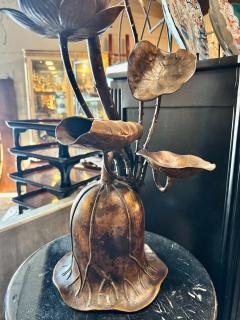 Japanese Bronze Candle Stands Lotus Design Mid Showa Era 1960s - 4743399