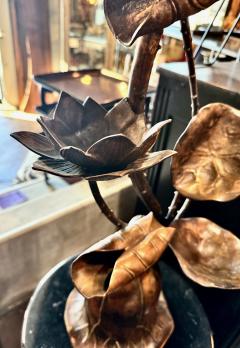 Japanese Bronze Candle Stands Lotus Design Mid Showa Era 1960s - 4743400