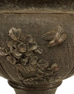 Japanese Bronze Floral Jardiniere with Stand - 4321977