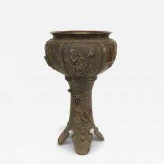 Japanese Bronze Floral Jardiniere with Stand - 4332453