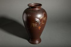 Japanese Bronze Vase with Finch on Grape Vine - 4752019