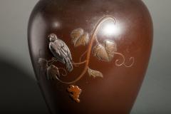 Japanese Bronze Vase with Finch on Grape Vine - 4752021