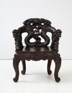 Japanese Carved Dragon Armchair c 1900 - 3448014