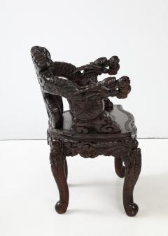 Japanese Carved Dragon Armchair c 1900 - 3448016
