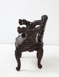 Japanese Carved Dragon Armchair c 1900 - 3448017