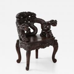 Japanese Carved Dragon Armchair c 1900 - 3448628