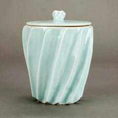 Japanese Celadon Lidded Vessel Mizusashi by Uichi Shimizu - 3459850